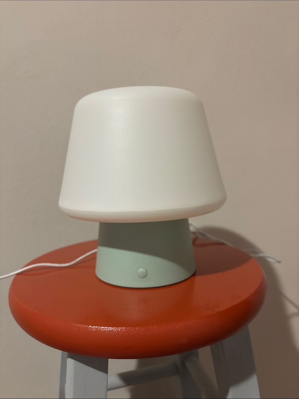 Minimalist Table Lamp in Mint Green and White